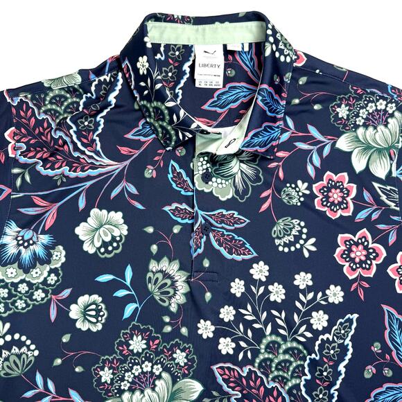Puma Liberty Shirt Men’s XL Blue Floral Performance Stretch Golf Preppy Polo - Picture 1 of 6